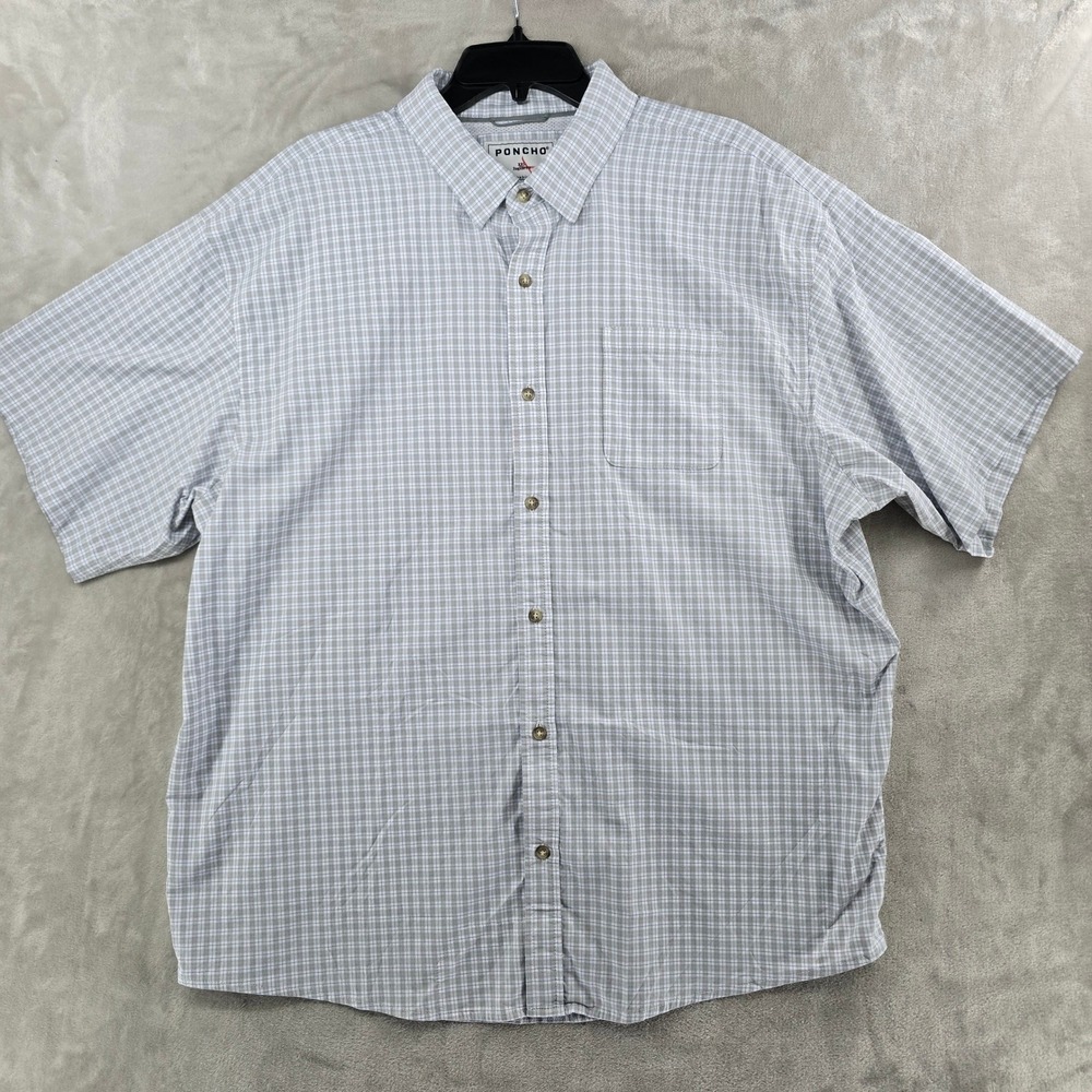 Poncho ultra-lite Shirt Mens XXL Grey Plaid Short Sleeve Fishing Peformance